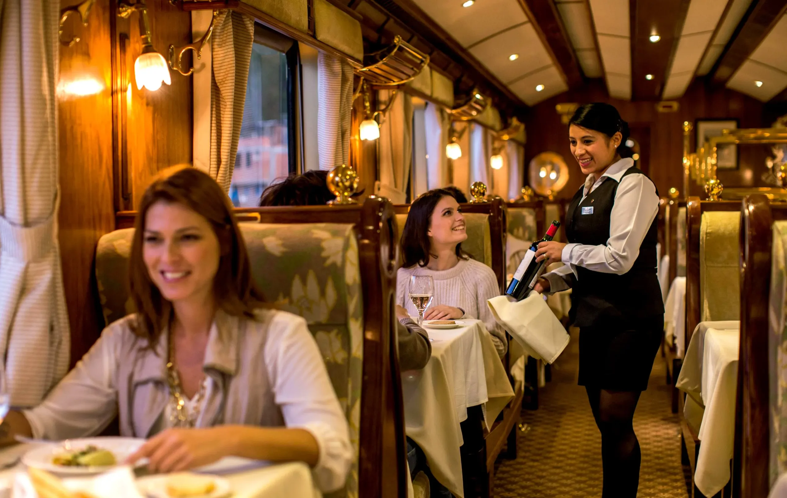 Modern shuttle bus from Aguas Calientes to Machu Picchu for foreign tourists.